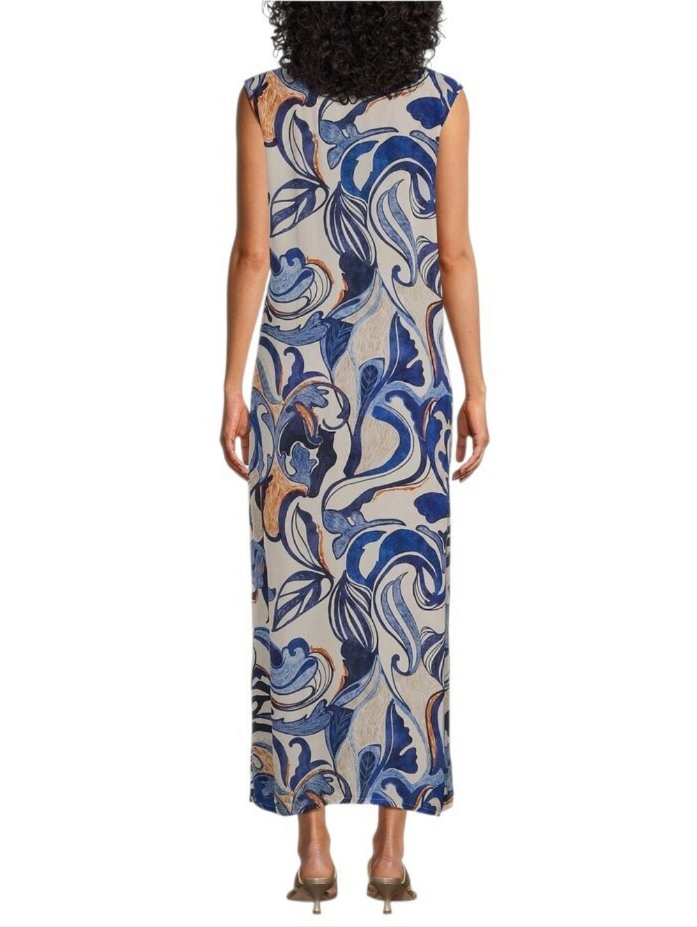 Bryn Walker Sherry Sleeveless Blue Swirl Print Women's Maxi Shift Dress NEW NWT
